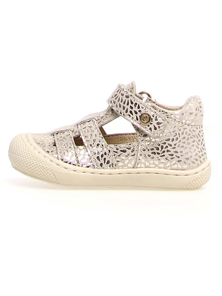 Naturino Skórzane półsandały "Bede" w kolorze srebrno-kremowym rozmiar: 23