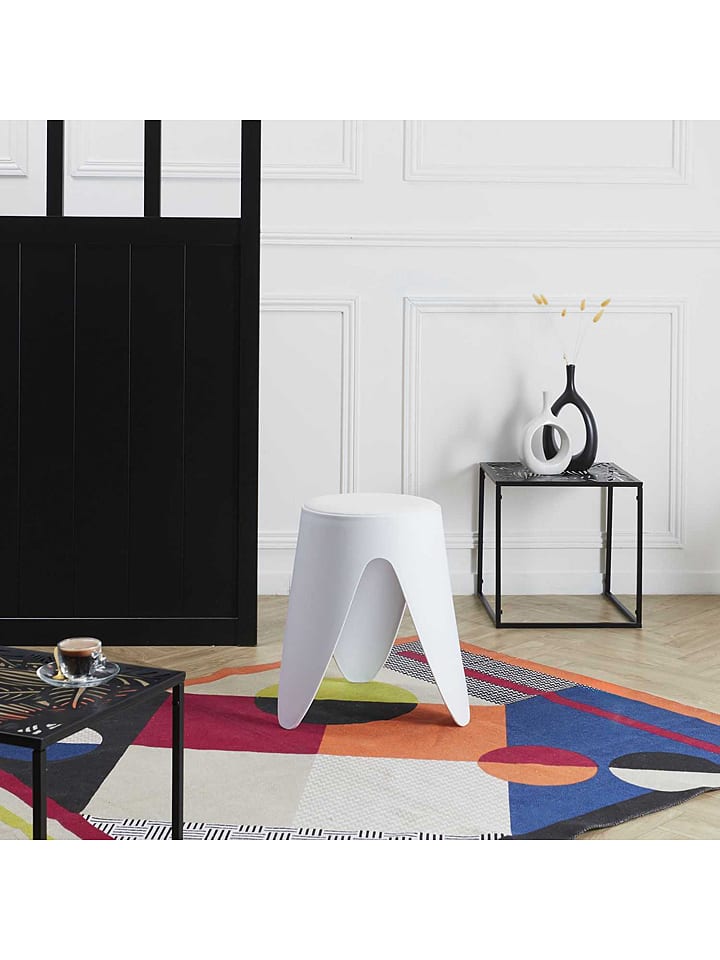 THE HOME DECO FACTORY Hocker w kolorze białym - 30 x 46 x 30 cm rozmiar: onesize