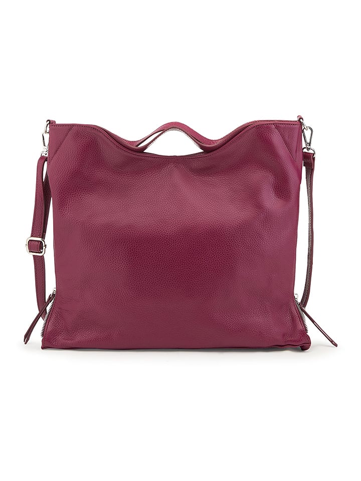 ORE10 Skórzana torebka "Molin" w kolorze fioletowym - 39 x 33 x 13 cm rozmiar: onesize