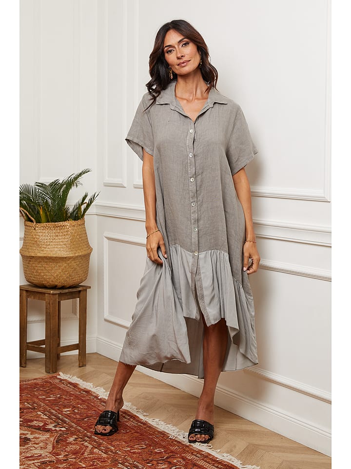 Joséfine Lniana sukienka w kolorze szarym rozmiar: XL