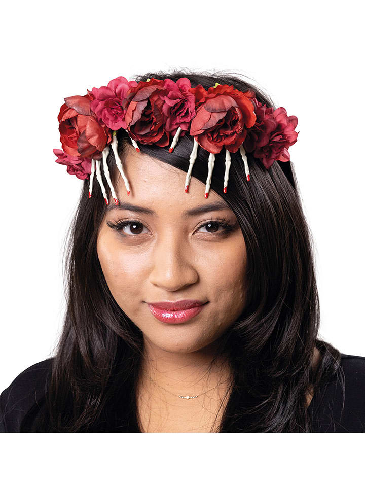 Party x People Opaska "La Catrina" w kolorze biało-czerwonym rozmiar: onesize