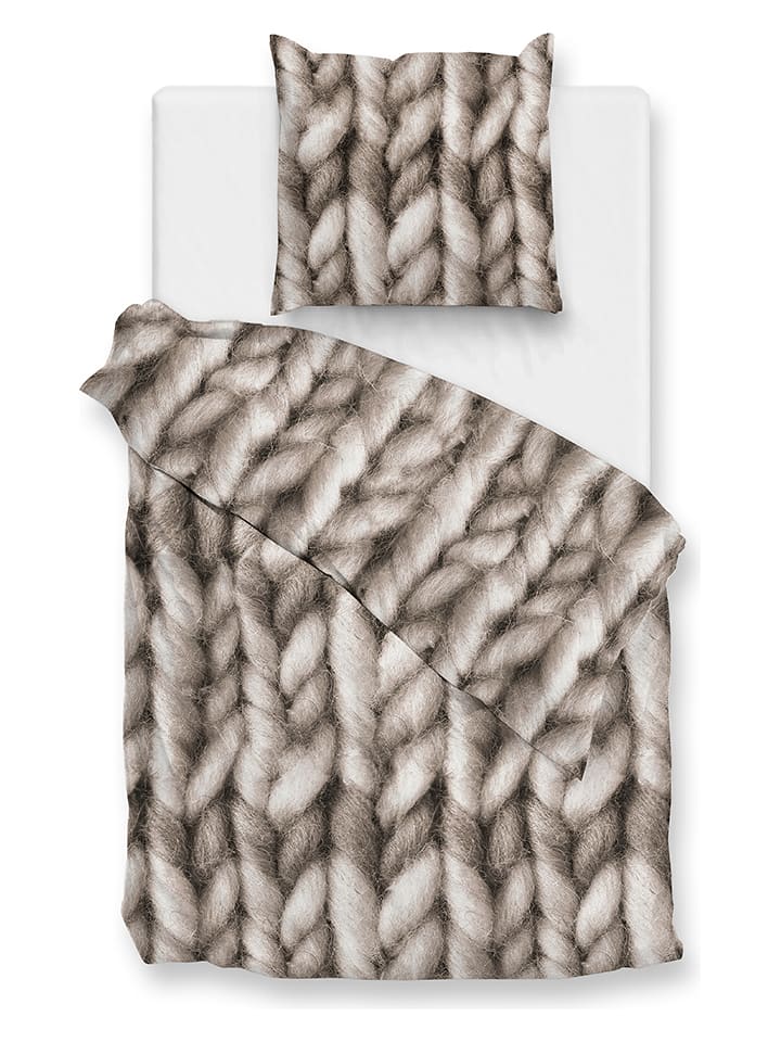 Zo!Home Komplet pościeli flanelowej "Merino" w kolorze beżowym rozmiar: 200x220 cm