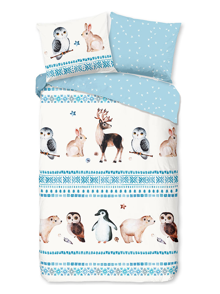 Good Morning Komplet pościeli flanelowej "Freezing" w kolorze niebieskim rozmiar: 140x200 cm