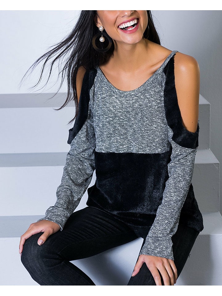 Milan Kiss Bluzka w kolorze szaro-czarnym rozmiar: L