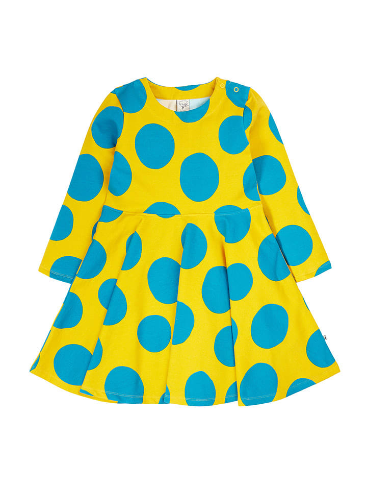 Frugi Sukienka "Cosy Skater" w kolorze żółto-błękitnym rozmiar: 110/116