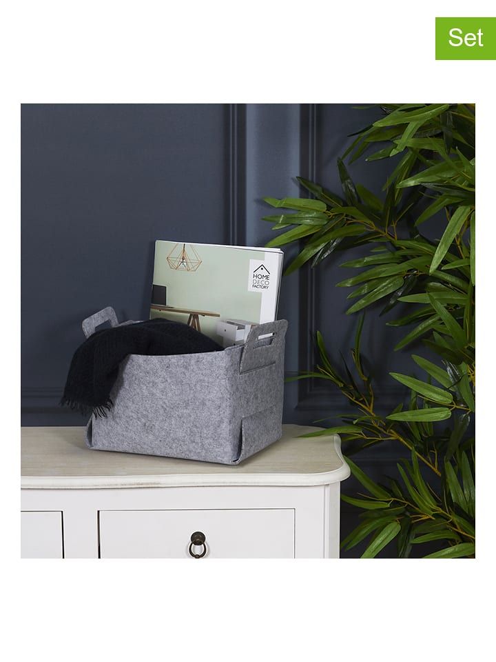 THE HOME DECO FACTORY Kosze (3 szt.) w kolorze szarym rozmiar: onesize