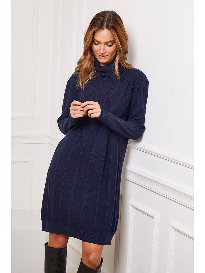 Joséfine Sukienka dzianinowa "Felicidad" w kolorze granatowym rozmiar: S