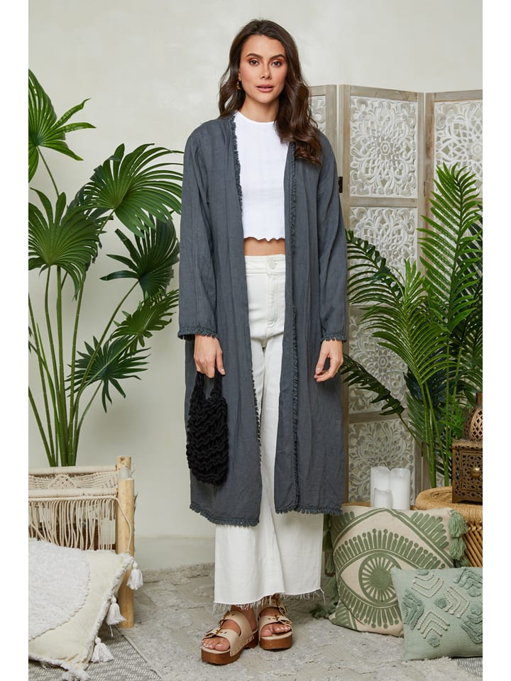 Lin Passion Lniany kardigan w kolorze antracytowym rozmiar: 40/42