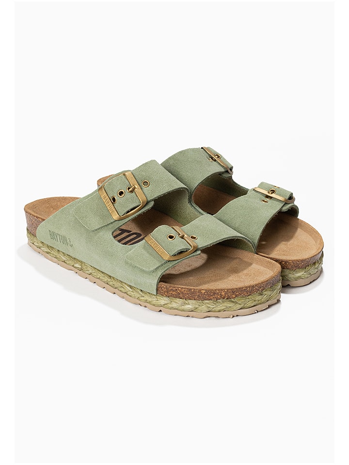 BAYTON Skórzane klapki "Atlas" w kolorze zielonym rozmiar: 36
