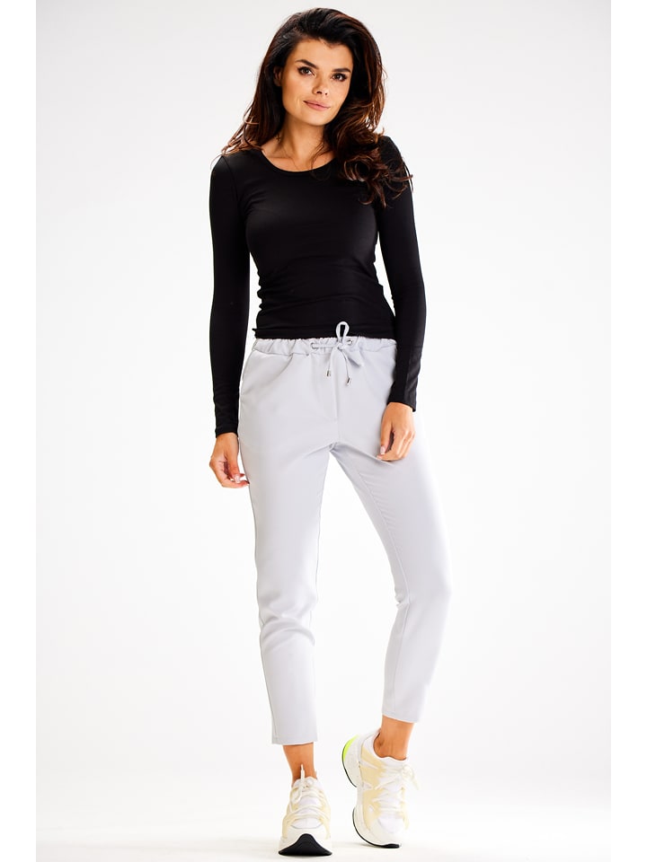 Awama Spodnie w kolorze jasnoszarym rozmiar: XL