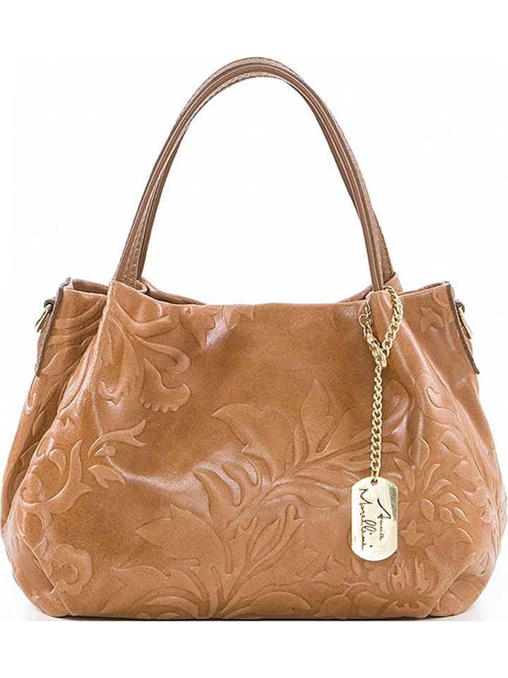 Anna Morellini Skórzana torebka "Clarissa" w kolorze jasnobrązowym - 28 x 20 x 12 cm rozmiar: onesize