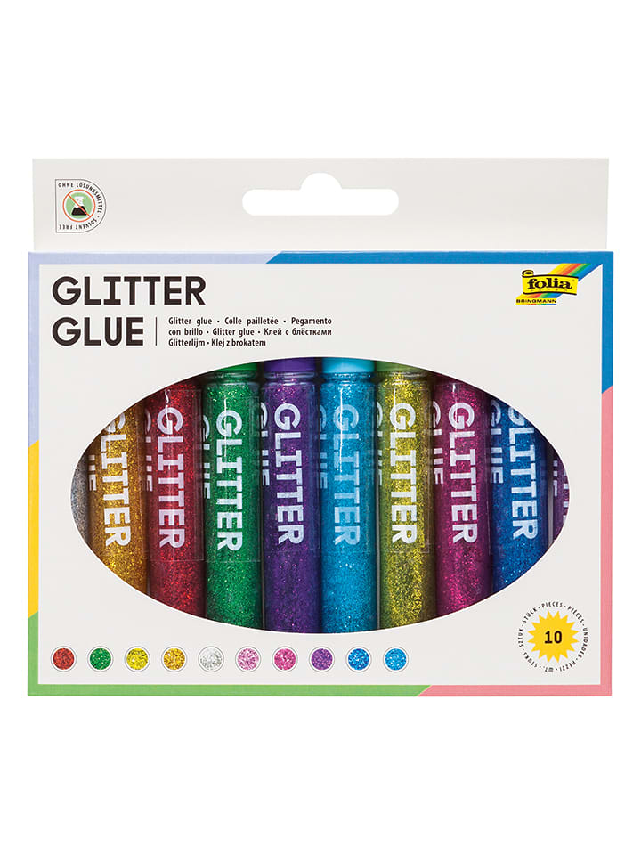folia PAPER Kleje brokatowe w różnych kolorach w sztyfcie - 10 x 9,5 ml rozmiar: onesize