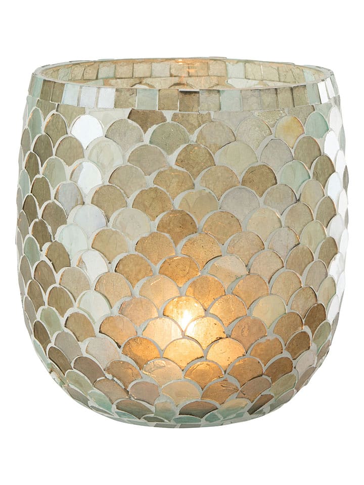 J Line Świecznik "Mosaik" w kolorze błękitnym - wys. 16 x Ø 15,5 cm rozmiar: onesize