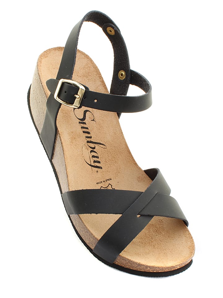 Sunbay Sandały "Pivoine" w kolorze czarnym na koturnie rozmiar: 38