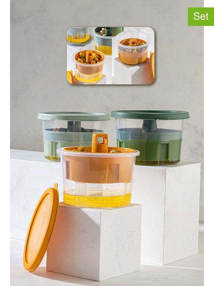 Violeta Home Pojemniki (3 szt.) w kolorze pomarańczowo-zielono-błękitnym - 650 ml rozmiar: onesize