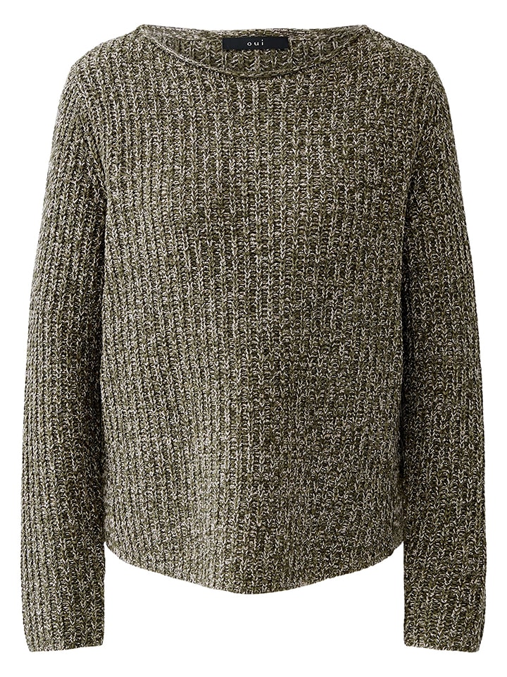 Oui Sweter w kolorze oliwkowo-jasnoróżowym rozmiar: 42