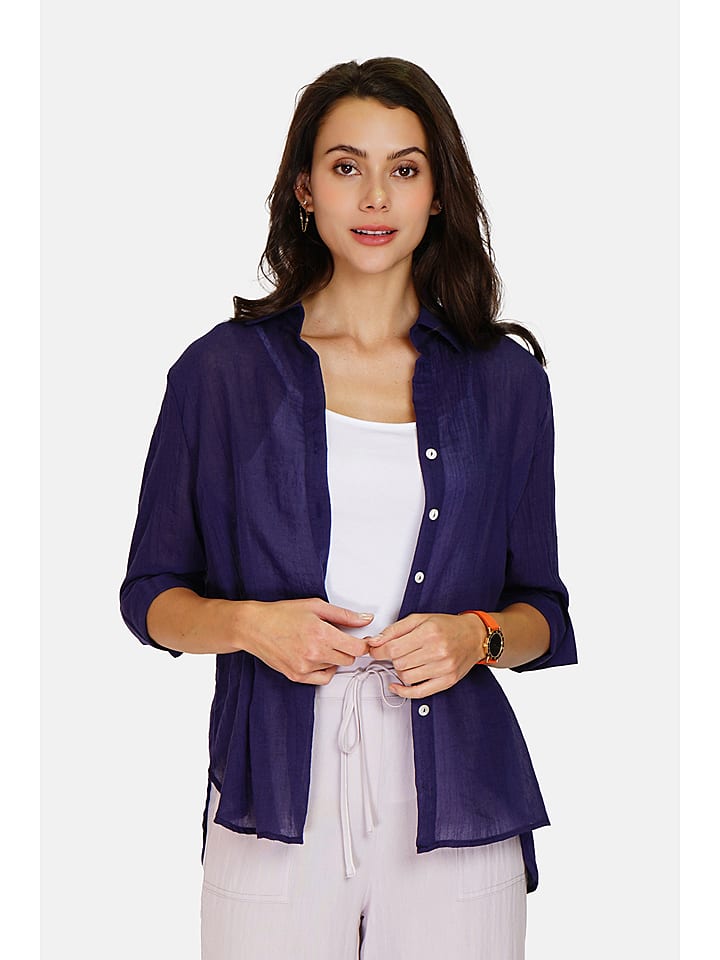 Le Jardin du Lin Lniana bluzka w kolorze granatowym rozmiar: 40