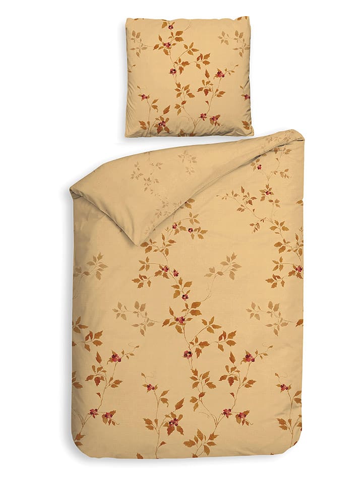 HNL Komplet pościeli flanelowej "Tommaso" w kolorze żółtym rozmiar: 240x220 cm