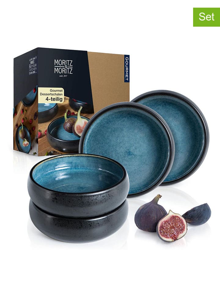 Moritz & Moritz Miski deserowe (4 szt.) "Solid" w kolorze niebieskim - Ø 14 cm rozmiar: onesize