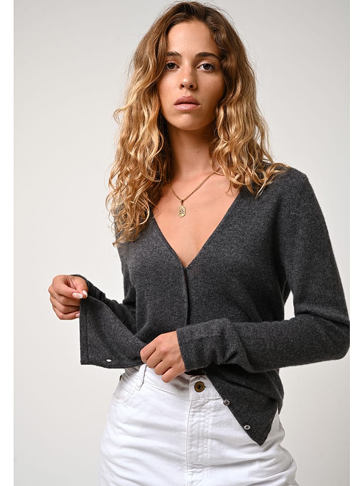 AUTHENTIC CASHMERE Kaszmirowy kardigan "Chalais" w kolorze antracytowym rozmiar: S