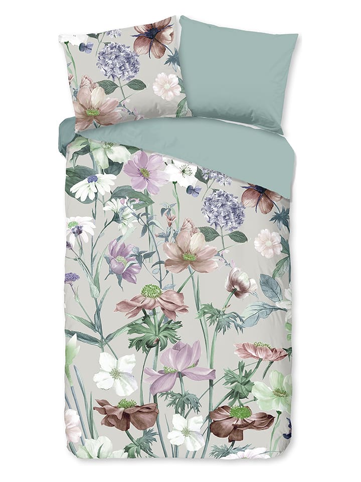 Good Morning Komplet pościeli "Fina" w kolorze miętowym ze wzorem rozmiar: 155x220 cm