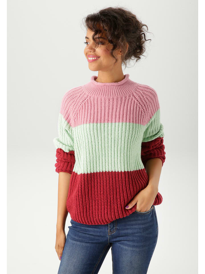 Aniston Sweter w kolorze czerwono-jasnozielono-jasnoróżowym rozmiar: 40