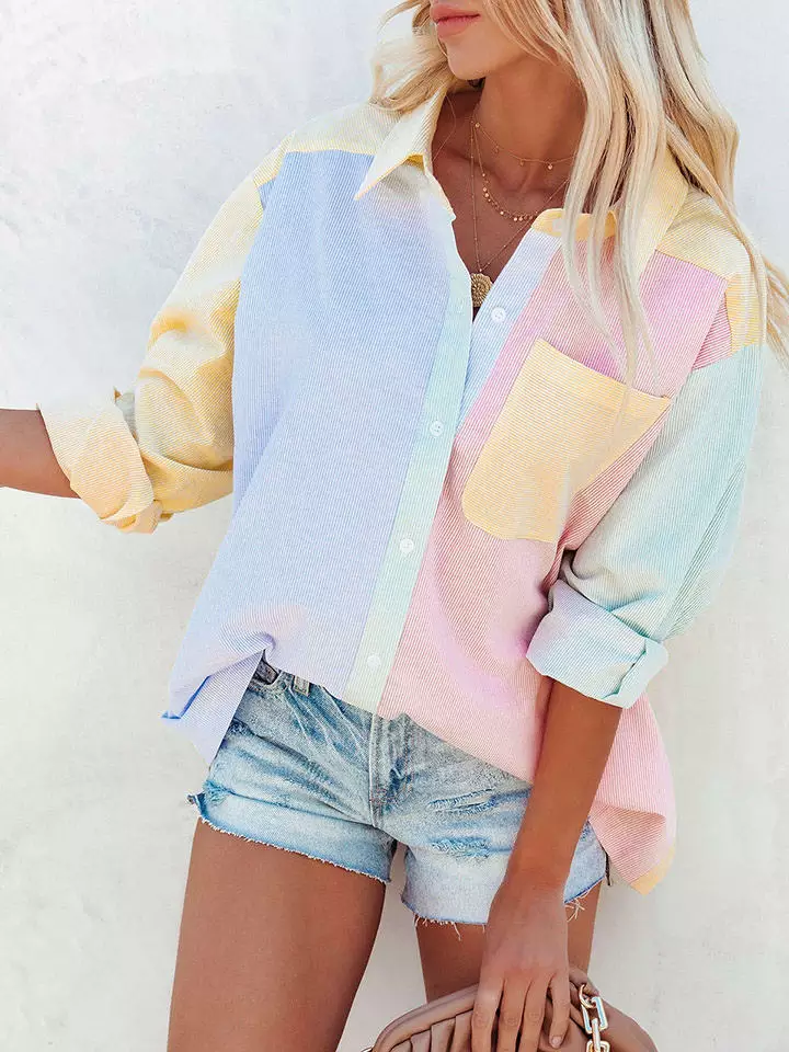 Milan Kiss Bluzka w kolorze błękitno-żółto-jasnoróżowym rozmiar: S