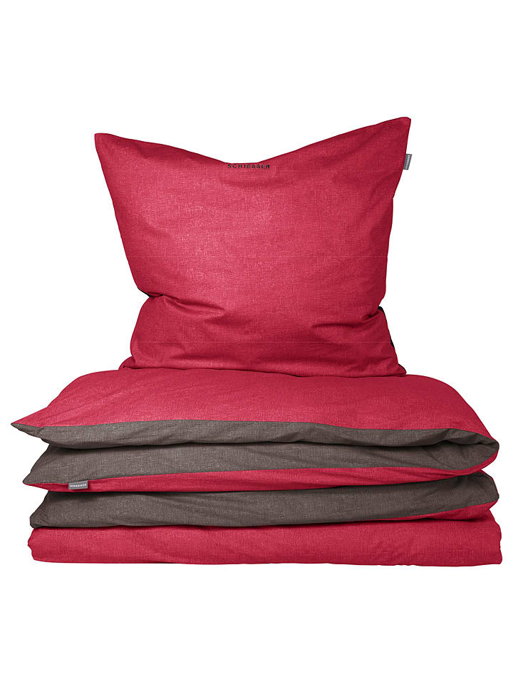 Schiesser Komplet pościeli renforcé w kolorze antracytowo-czerwonym rozmiar: 155x220 cm