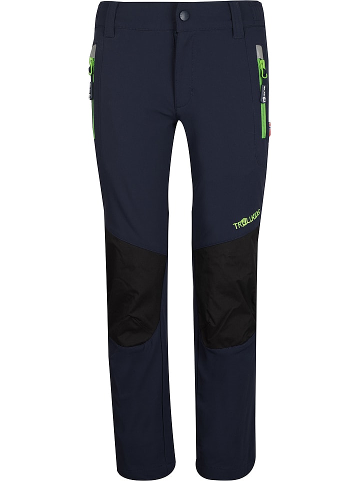 Trollkids Spodnie softshellowe "Lysefjord" w kolorze granatowo-zielonym rozmiar: 134