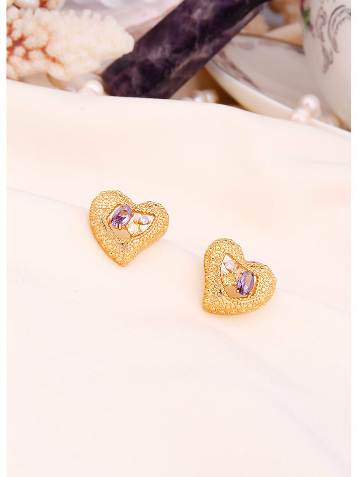 L'Atelier de Gaia Pozłacane kolczyki-wkrętki z cyrkoniami rozmiar: onesize