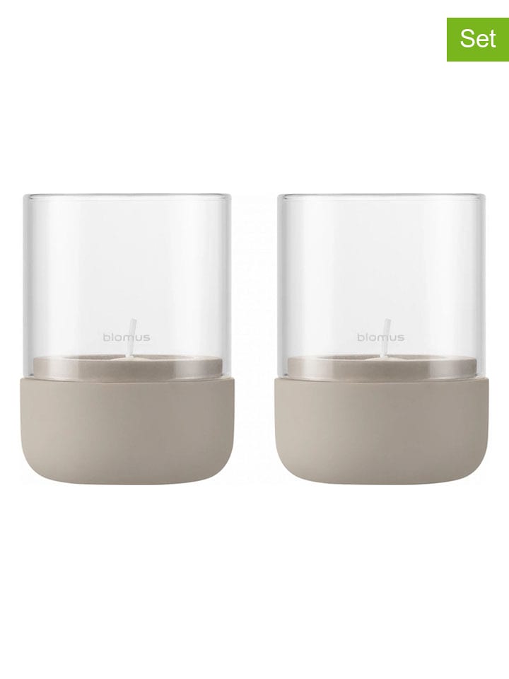 Blomus Świeczniki (2 szt.) "Calma" w kolorze beżowym - wys. 9 x Ø 7 cm rozmiar: onesize