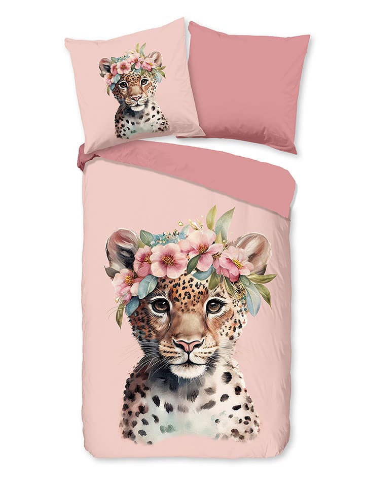 Good Morning Komplet pościeli flanelowej "Kiran" w kolorze jasnoróżowo-jasnobrązowym rozmiar: 140x220 cm