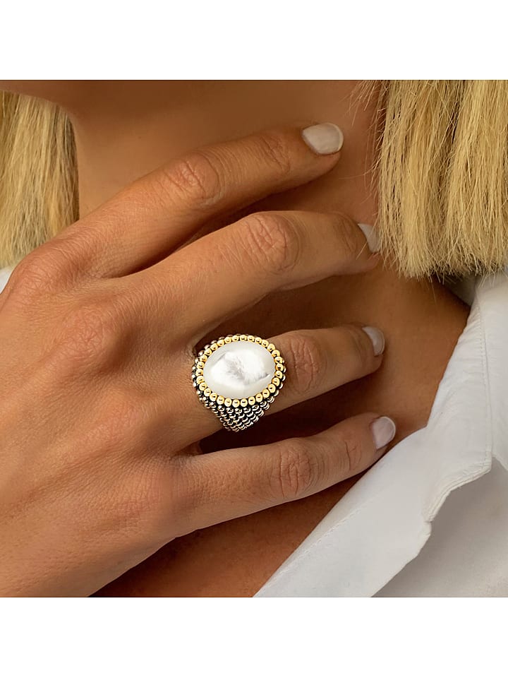 DI GIORGIO Srebrny pierścionek z masą perłową rozmiar: 58