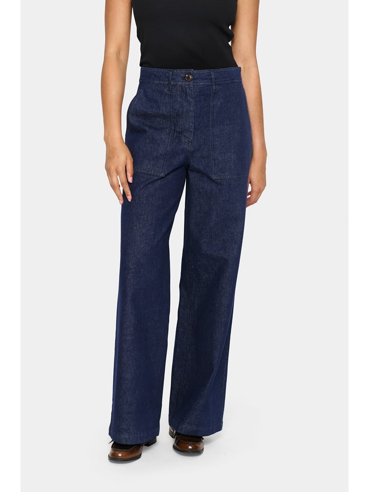 SAINT TROPEZ Spodnie sztruksowe "Gabbor" w kolorze granatowym rozmiar: M