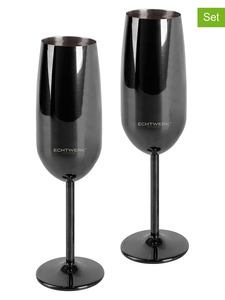 Echtwerk Kieliszki (2 szt.) w kolorze czarnym do szampana - 250 ml rozmiar: onesize