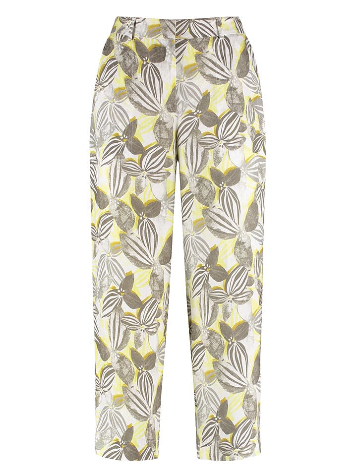 Gerry Weber Lniane spodnie w kolorze biało-szaro-żółtym rozmiar: 42