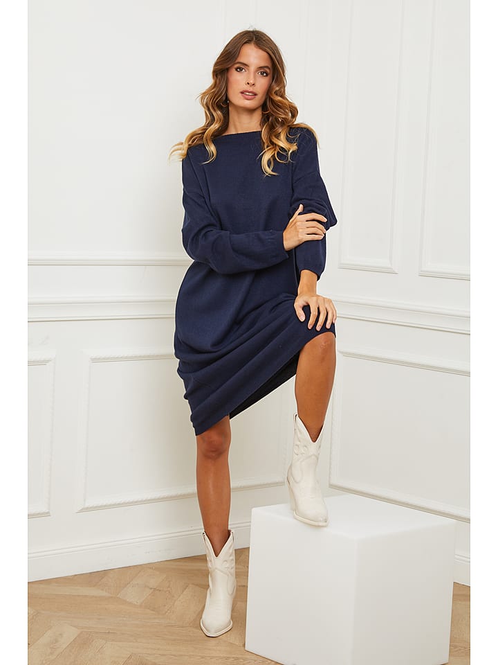 Joséfine Sukienka dzianinowa "Fastidius" w kolorze niebieskim rozmiar: L