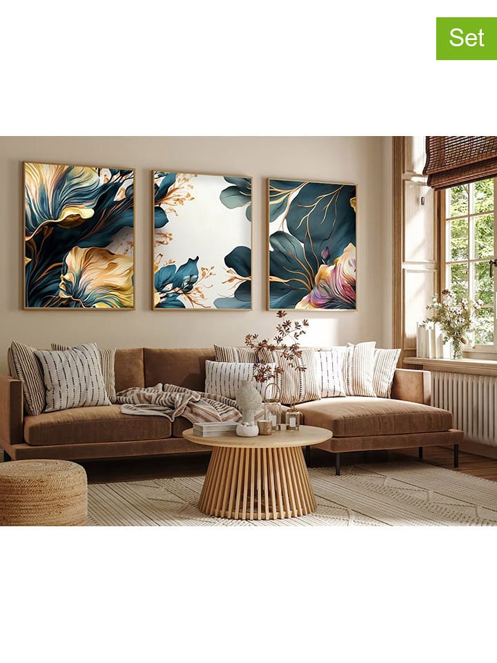 ABERTO DESIGN Druki artystyczne (3 szt.) w ramce rozmiar: 50x70 cm