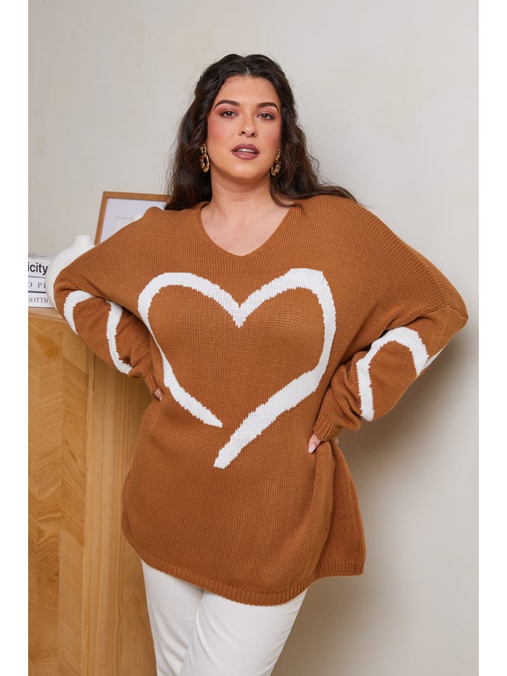 Curvy Lady Sweter w kolorze jasnobrązowym rozmiar: 44/46