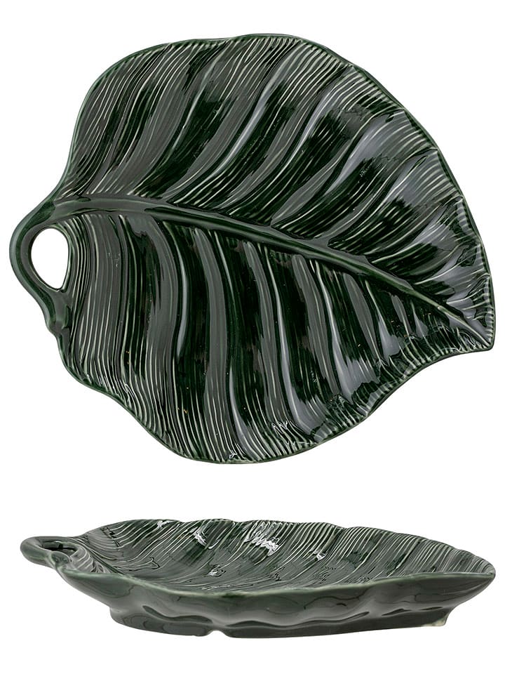 Bloomingville Talerz "Savanna" w kolorze zielonym do serwowania - Ø 22,5 cm rozmiar: onesize