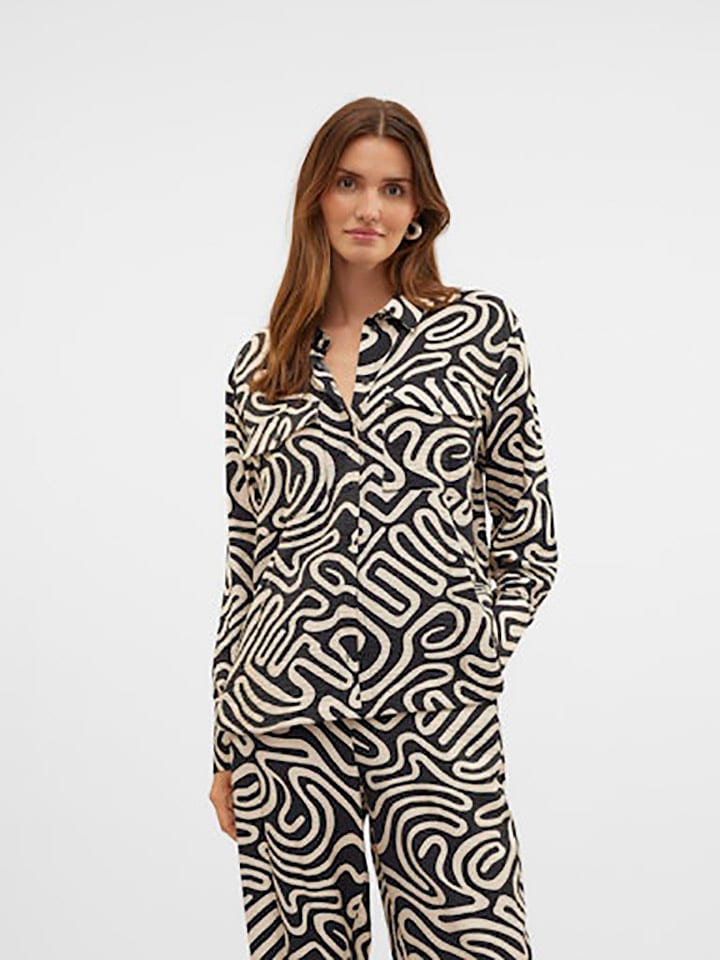 Vero Moda Bluzka w kolorze czarno-beżowym rozmiar: XL