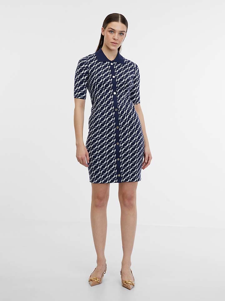 orsay Sukienka dzianinowa w kolorze granatowo-białym rozmiar: L