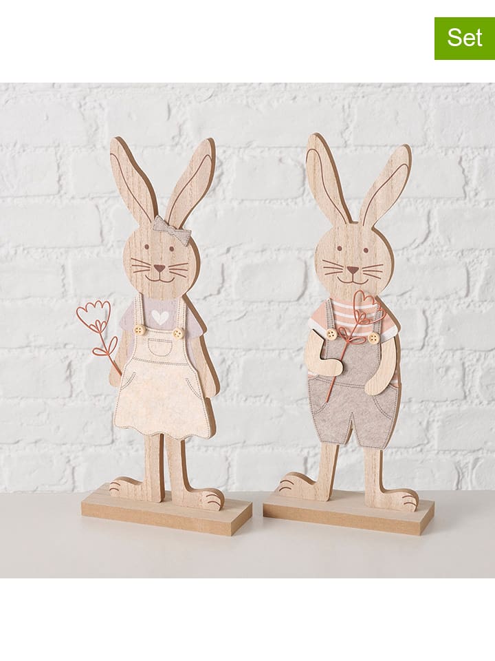 Boltze Figurki dekoracyjne (2 szt.) w kolorze kremowo-brązowo-szarym - wys. 33,5 cm rozmiar: onesize