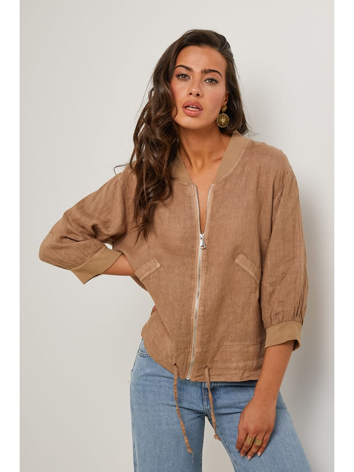 Le Monde du Lin Lniana kurtka w kolorze jasnobrązowym rozmiar: 38/40