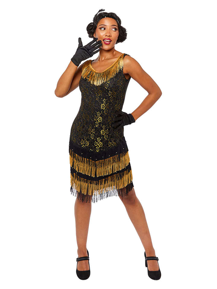 amscan Sukienka kostiumowa "Charleston Diva" w kolorze złoto-czarnym rozmiar: M/L