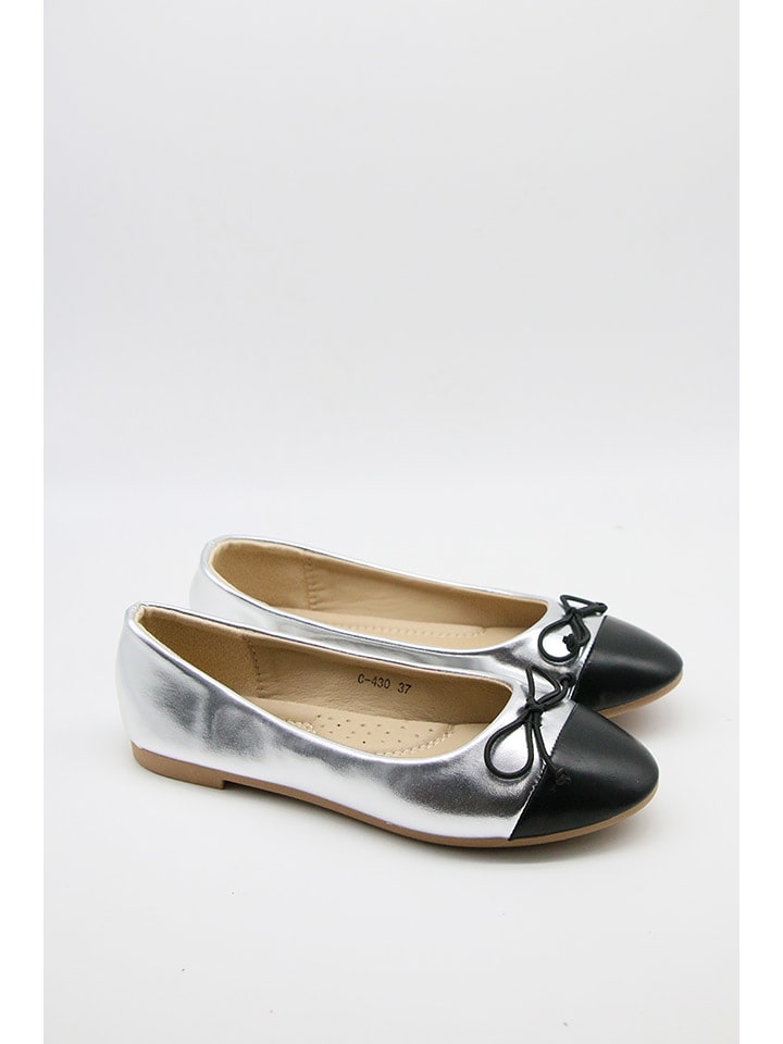 Bellucci Baleriny w kolorze srebrno-czarnym rozmiar: 37