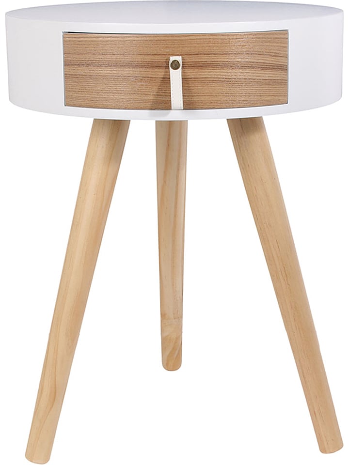 THE HOME DECO FACTORY Stolik nocny "Nora" w kolorze białym - 35 x 46,5 x 35 cm rozmiar: onesize