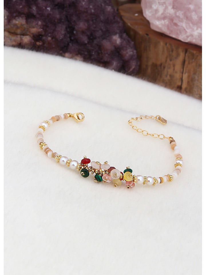 L'Atelier de Gaia Pozłacana bransoletka z perłami i agatami rozmiar: onesize