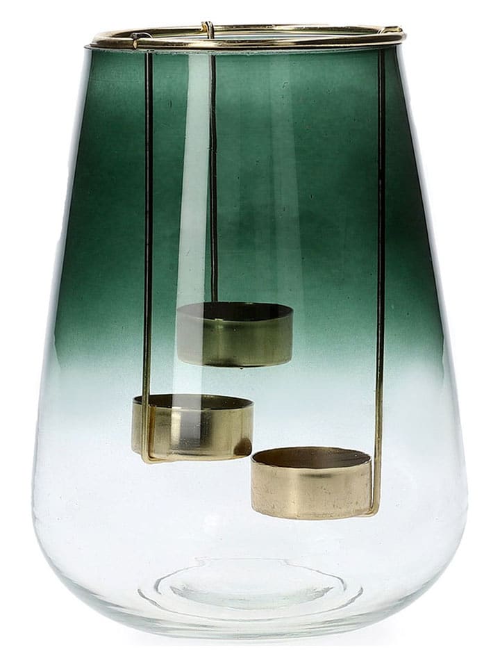 Homla Świecznik "Galia" w kolorze zielonym - wys. 20 x Ø 15 cm rozmiar: onesize