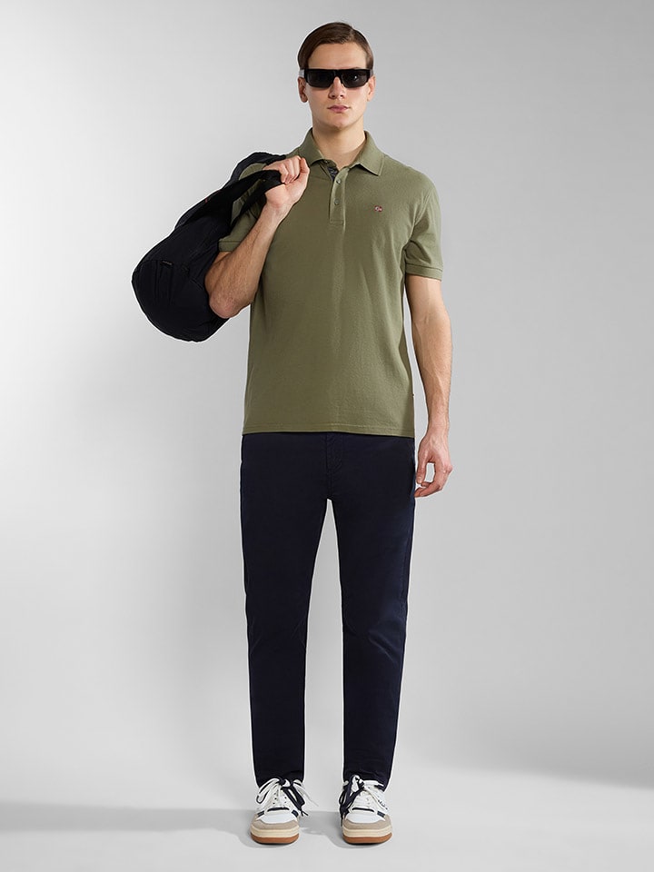 Napapijri Koszulka polo "Eolanos" w kolorze khaki rozmiar: S